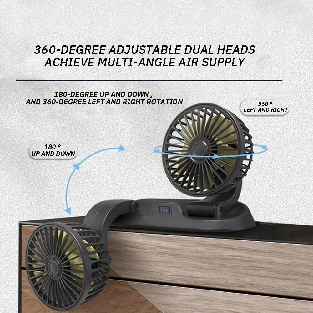 Dual-Head 12V Car Dashboard Fan - product view 3