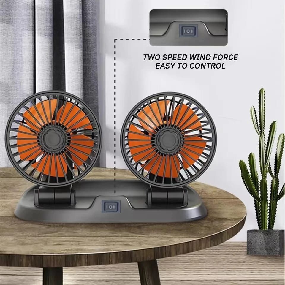 Dual-Head 12V Car Dashboard Fan - product view 2